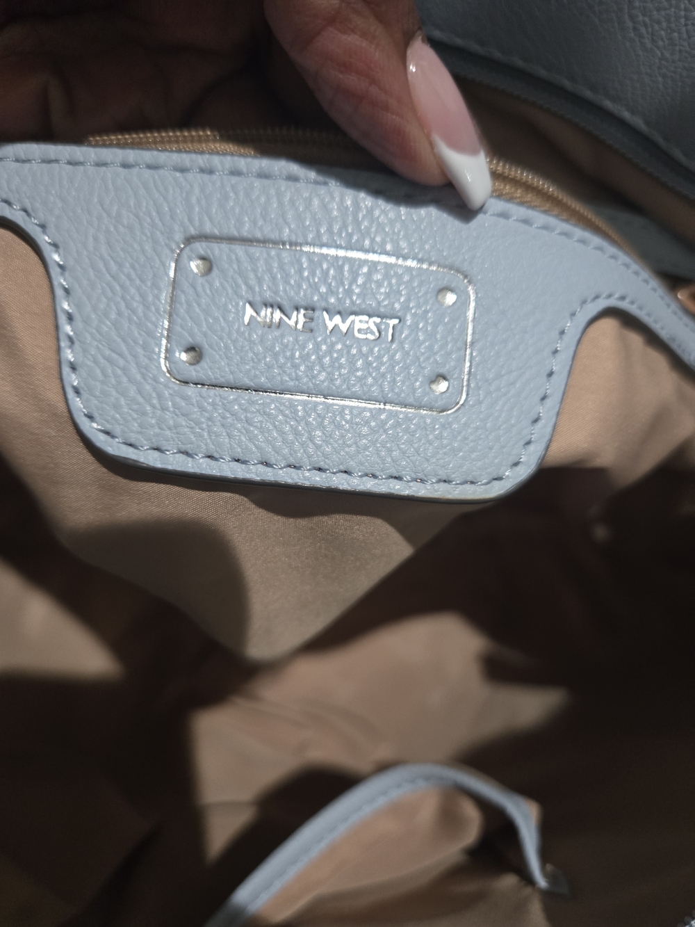 Nine West Light Blue Tote Bag with Chain Detail - Picture 6 of 6